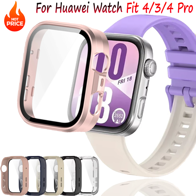 Huawei Smartwatch Watch Fit - حافظة من السيليكون للكمبيوتر + زجاج