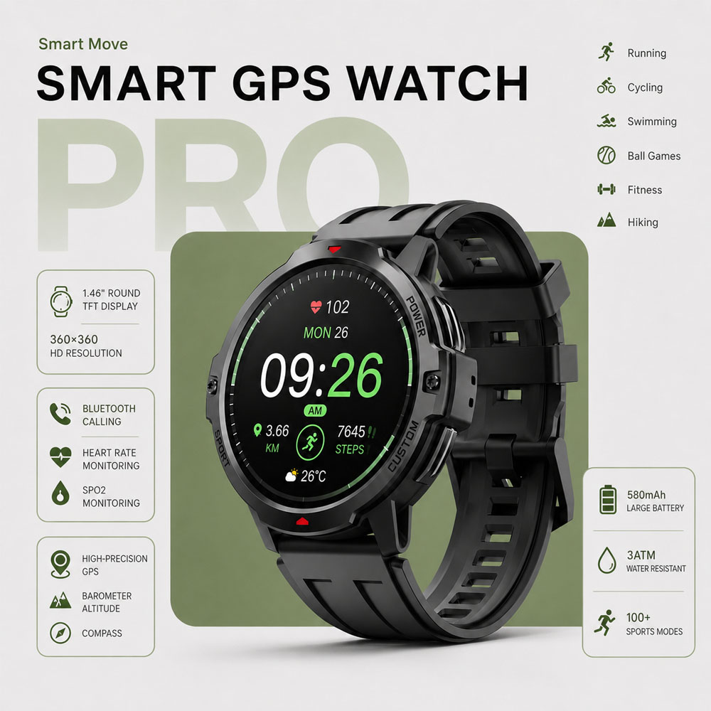Timex Watches Smartwatch - ساعة ذكية عسكرية جديدة بشاشة 1.46