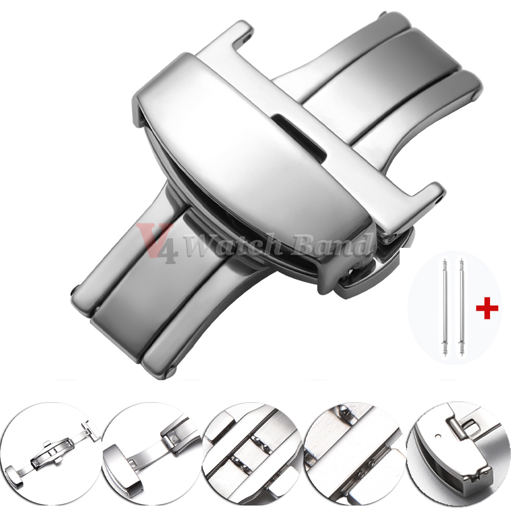 Replacement Watch Bracelet - مشبك ساعة مزدوج الأزرار مصقول ومطفي