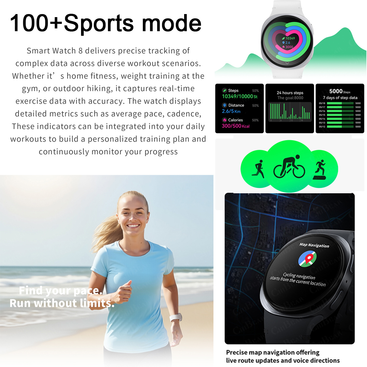 ساعات ذكية جديدة 2026 طراز 8 م - مراجعة Heart Rate Gps Watch وسعره