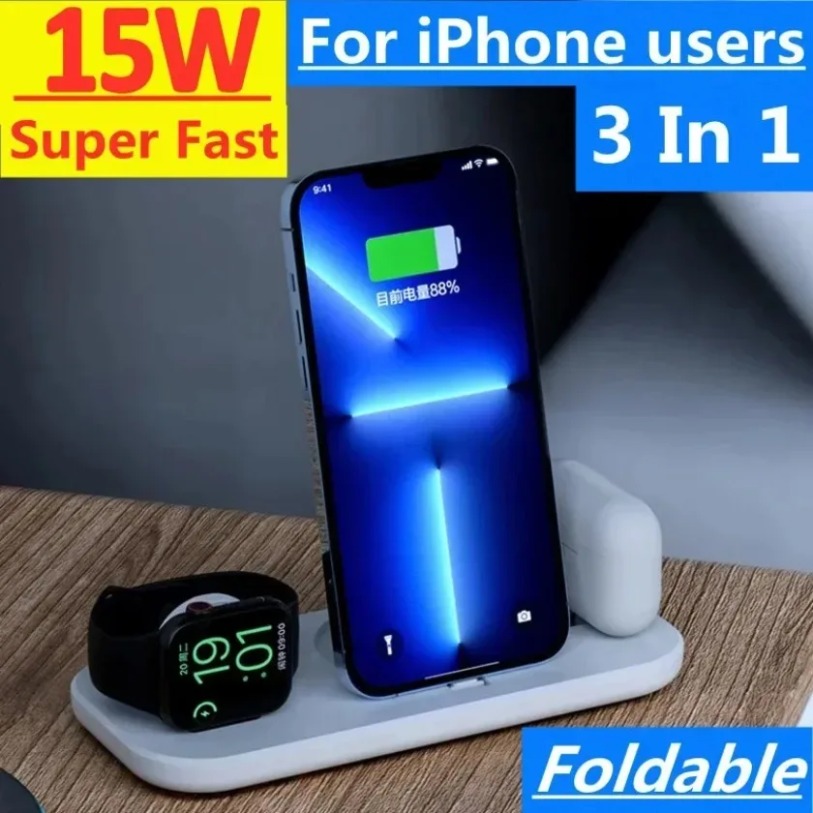 شاحن لاسلكي 3 في 1 مع قاعدة شح - مراجعة Watch Xs8 وسعره