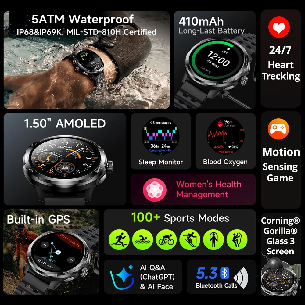 ساعة ذكية Ulefone Armor Pro بش - مراجعة Heart Rate Gps Watch وسعره