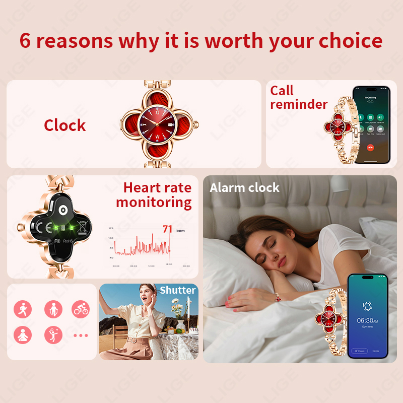 LIGE كوارتز ساعة ذكية سوار AI  - مراجعة Smartwatch Digital Watches For Women وسعره