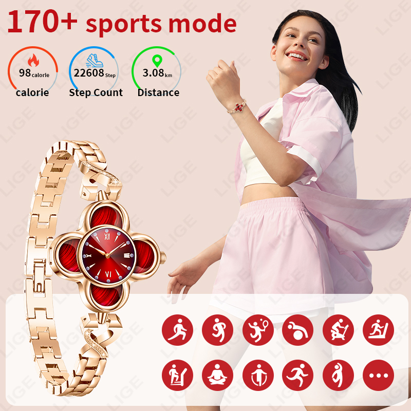 LIGE كوارتز ساعة ذكية سوار AI  - مراجعة Smartwatch Digital Watches For Women وسعره