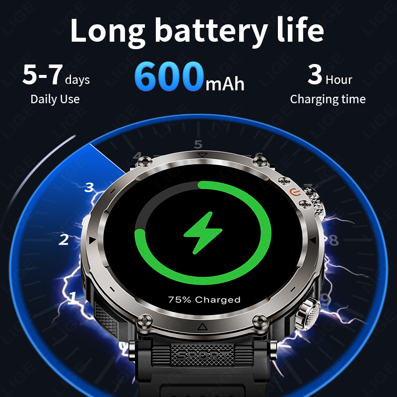 ساعة ذكية عسكرية جديدة للرجال  - مراجعة Smartwatch New Watches For Men وسعره
