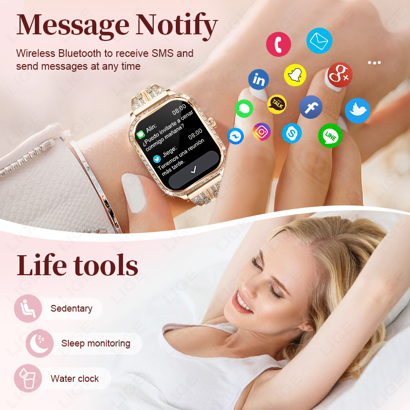 ساعة ذكية LIGE للنساء مقاومة ل - مراجعة Smartwatch Digital Watches For Women وسعره