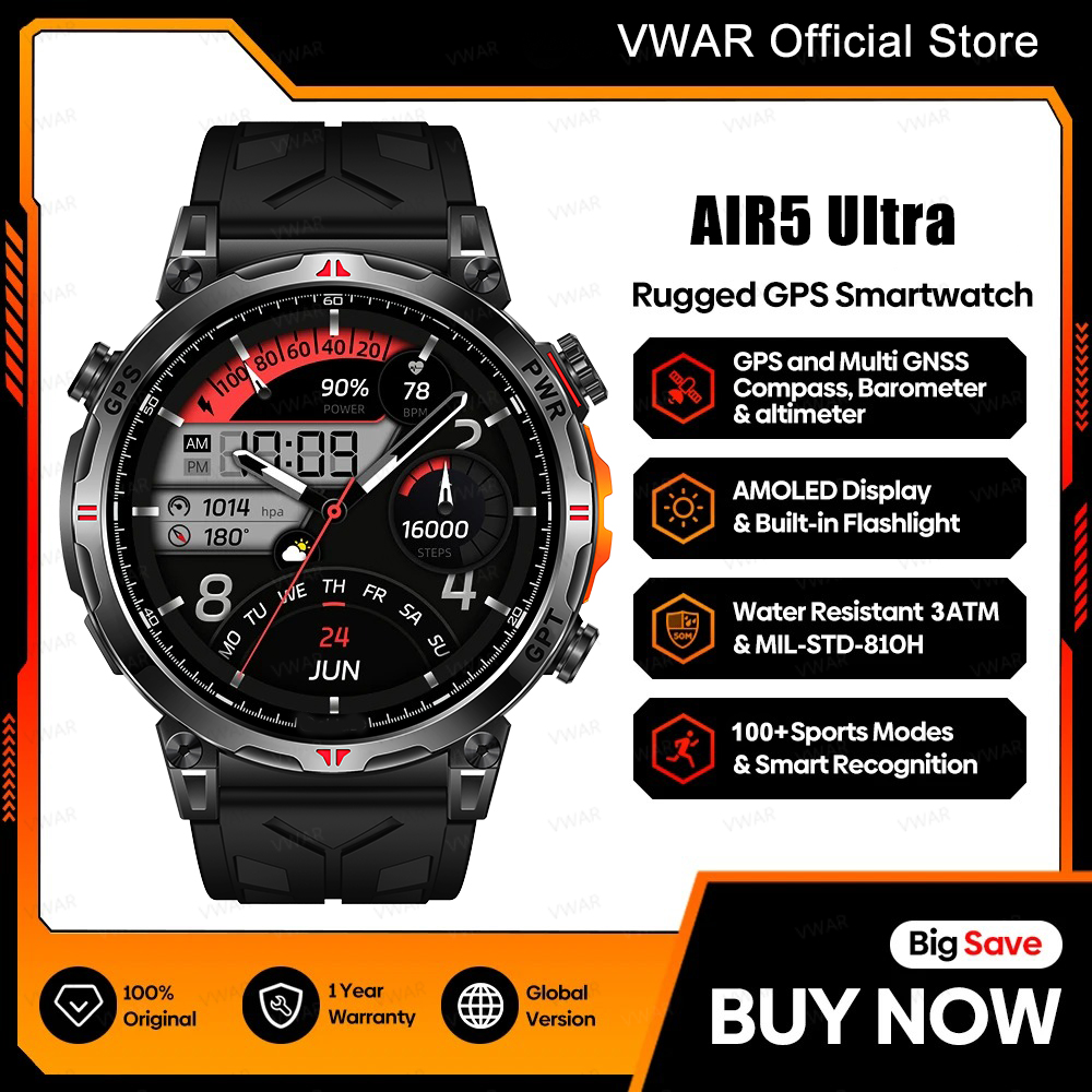 VWAR Air5 Ultra GPS Smartwatch - مراجعة Watch Vs Smartwatch وسعره